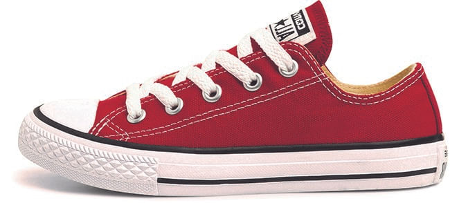 black converse with red